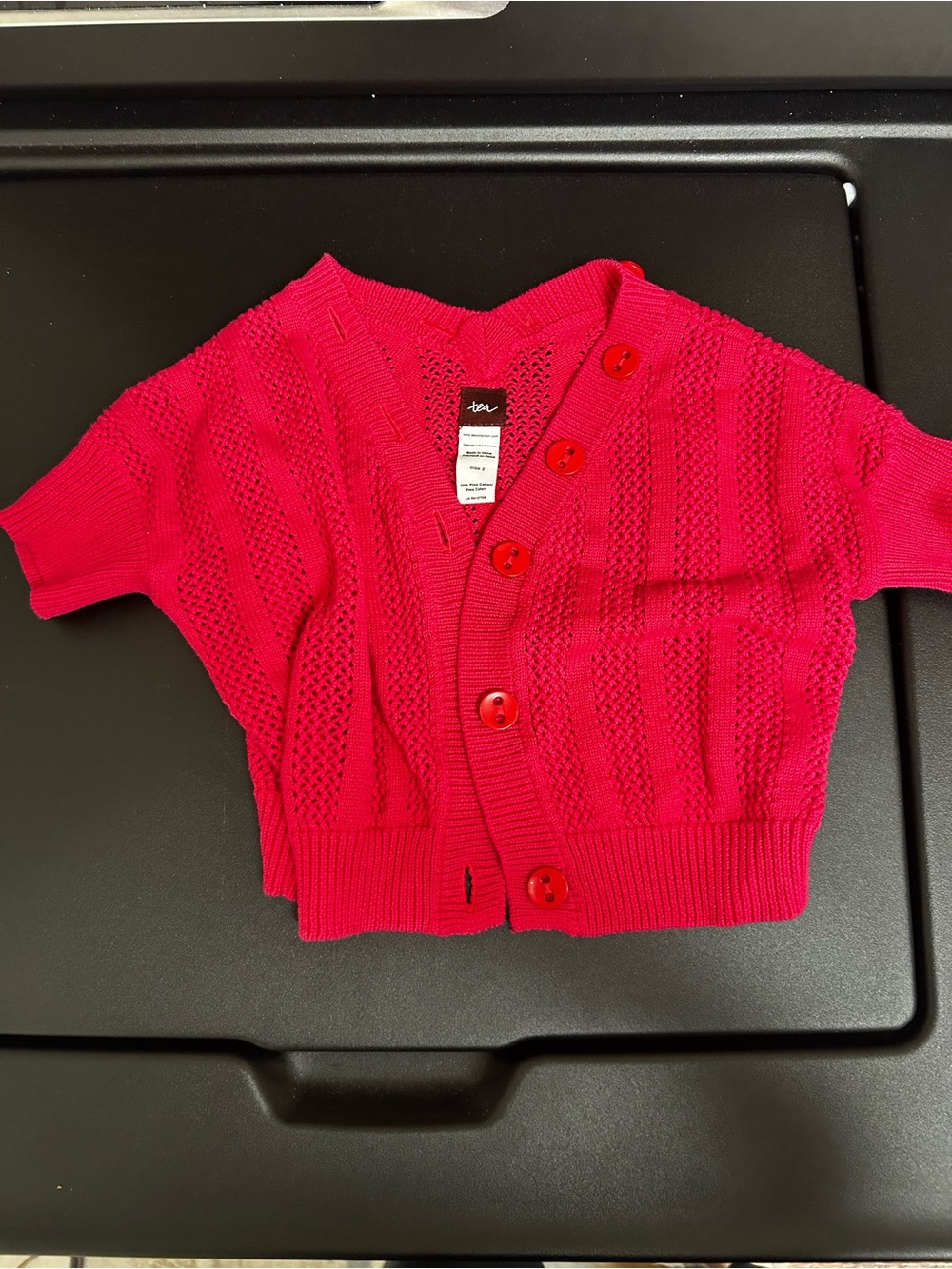Tea Collection Bright Pink Short-Sleeve Knit Cardigan